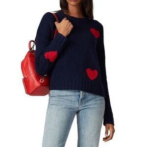 Rails Navy Sweater with Red Heart Accents